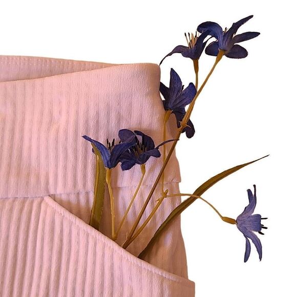 Versona Womens Casual Modern Pants Stretch Waist Ribbed Pull On White Size 10 - Picture 7 of 13